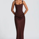 Lace-Up Corset Maxi Dress