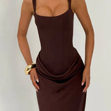 Lace-Up Corset Maxi Dress