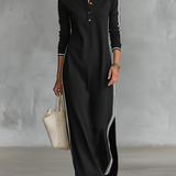 Trimmed Button-Down Maxi Dress