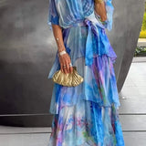Floral Tiered Chiffon Maxi Dress