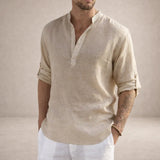 Men's Stand Collar Long Sleeve Shirt