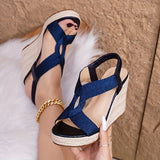 Woven Criss-Cross Wedge Sandals