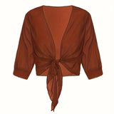 Sheer Tie-Front Cardigan