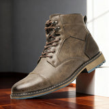 Lace-Up Cap-Toe Combat Boots