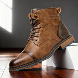 Lace-Up Cap-Toe Combat Boots
