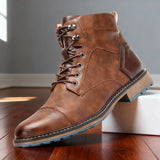 Lace-Up Cap-Toe Combat Boots