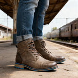 Lace-Up Cap-Toe Combat Boots