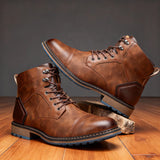 Lace-Up Cap-Toe Combat Boots
