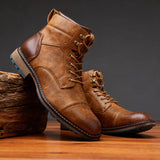 Lace-Up Cap-Toe Combat Boots