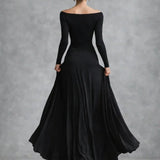 Draped Long-Sleeve Maxi Dress