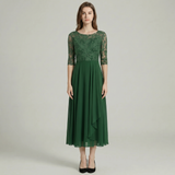 Lace Top Chiffon Midi Dress