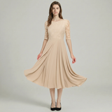 Lace Top Chiffon Midi Dress