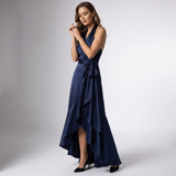 Halter Wrap Ruffle Gown