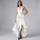 Halter Wrap Ruffle Gown
