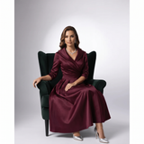 Draped Collar A-Line Midi Dress