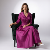 Draped Collar A-Line Midi Dress