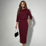 Boat Neck Midi Skirt Set