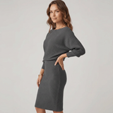 Draped Batwing Midi Dress