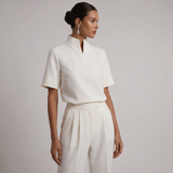 Stand Collar Short Sleeve Blouse