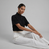 Stand Collar Short Sleeve Blouse