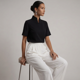 Stand Collar Short Sleeve Blouse