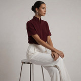 Stand Collar Short Sleeve Blouse