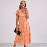 Lola Flutter Sleeve Floral Maxi Dress
