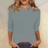 Crew Neck Three-Quarter Sleeve Top