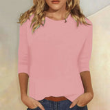 Crew Neck Three-Quarter Sleeve Top