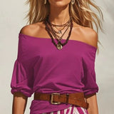Women's Off-Shoulder Belted Top