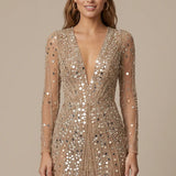 Deep V-Neck Sequin Bodycon Mini Dress
