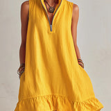 Vibrant Half-Zip Mini Dress