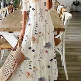 Floral Print V-Neck Tassel Maxi Dress