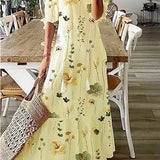 Floral Print V-Neck Tassel Maxi Dress