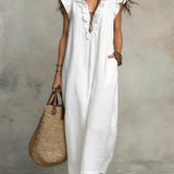 Ruffle V-Neck Maxi Dress