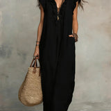 Ruffle V-Neck Maxi Dress