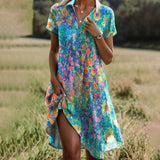 Short Sleeve A-Line Midi Dress