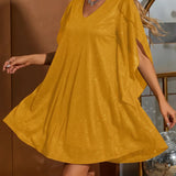V-Neck Mesh Glitter Dress