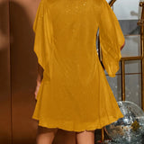 V-Neck Mesh Glitter Dress