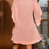 V-Neck Mesh Glitter Dress
