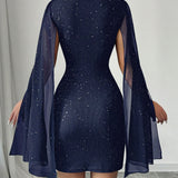 Glitter Cutout Cape Mini Dress