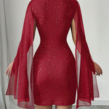 Glitter Cutout Cape Mini Dress