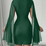 Glitter Cutout Cape Mini Dress