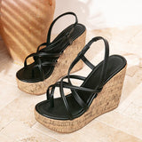 Strappy Cork Wedge Sandals