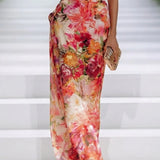 Floral Halter Neck Maxi Dress