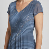 Abstract Print V-Neck Midi Dress