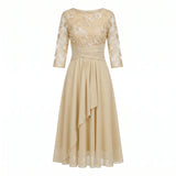 Floral Lace Chiffon Midi Dress