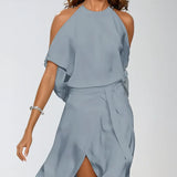 Halter Cold Shoulder Midi Dress