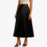 High Waisted Pleated Midi Skirt