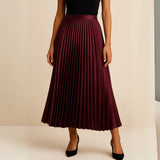 High Waisted Pleated Midi Skirt